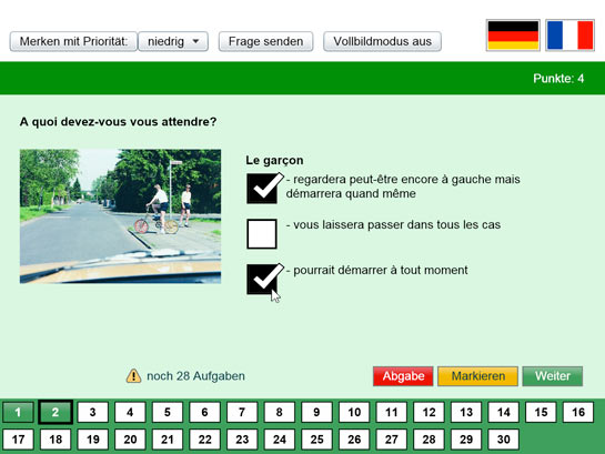 Bild: Fragebogen auf französisch (www.my-Führerschein.de)
